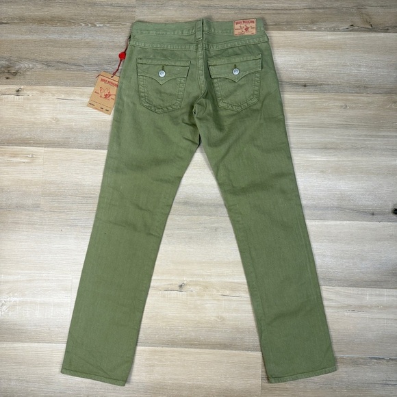 NWT True Religion Military Green Y2K Jordan Straight Leg Boyfriend Jeans, Sz 26 - Picture 7 of 8